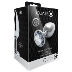 Ouch! Bijou anal Round Gem L 8 x 4cm Argenté-Transparent 